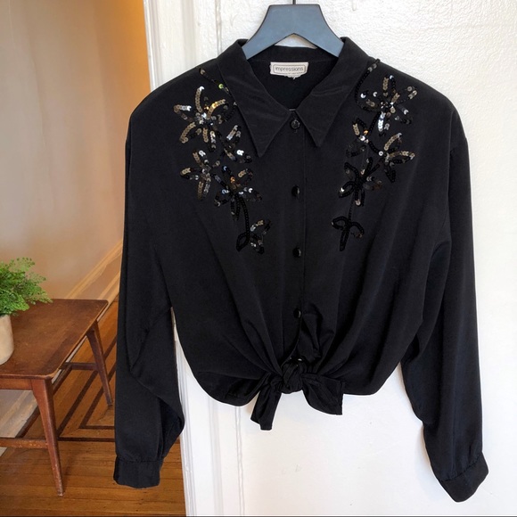 ✨ Vintage Sequined Blouse ✨ - Picture 3 of 8